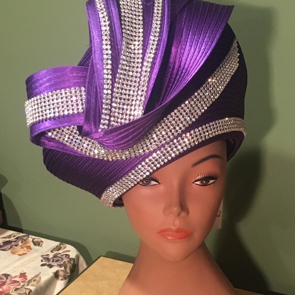 NEW CHARM NY PURPLE PILLBOX HAT DAZZLIN RHINESTONE - Picture 2 of 5
